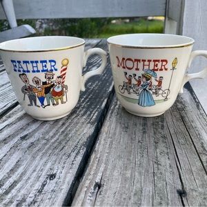 Set of Vintage Mother & Father Oversized  Mugs
